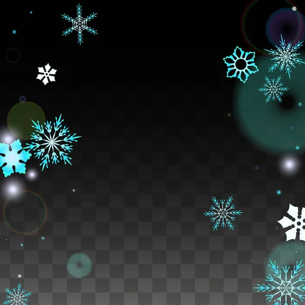 Рождественский векторный фон с голубыми снежинками, изолированными на прозрачном фоне. Реалистичный образец снежной искры. Печать снегопада. Зимнее небо. Дизайн приглашения на вечеринку . — стоковый вектор