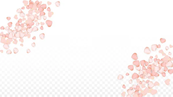 Love Hearts Confetti Falling Background. Patrón del Día de San Valentín Corazones dispersos románticos. Ilustración vectorial para tarjetas, pancartas, carteles, volantes para bodas, aniversario, fiesta de cumpleaños, ventas . — Archivo Imágenes Vectoriales