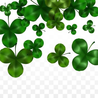 Vektör Yonca Yaprağı Saydam Arkaplanda Metin İçin Alan ile izole edildi. Aziz Patrick Günü İllüstrasyonu. İrlanda 'nın Şanslı Yonca Posteri. Pub 'daki konser icadı. Üst Manzara. Başarı Sembolleri.