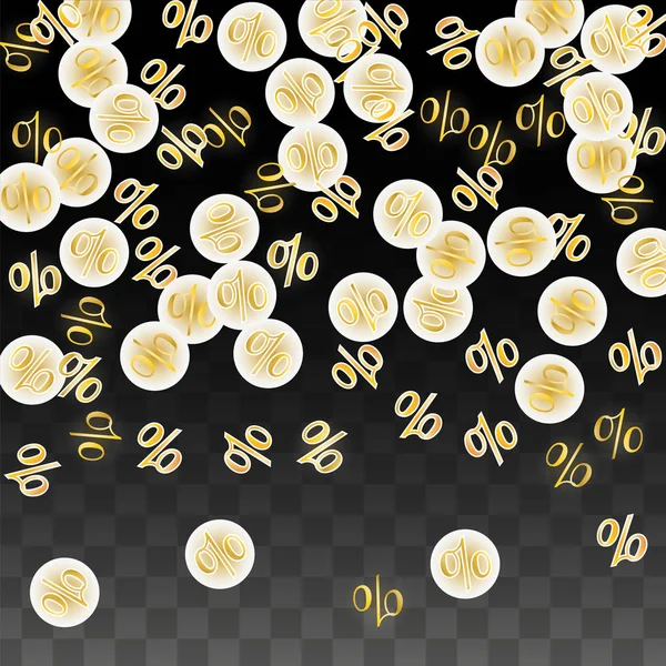 Luxury Vector Gold Percentage Sign Confetti na Transparente. Percentagem de fundo de venda. Business, Economics Print. Ilustração de Desconto. Cartaz de promoção. Black Friday Banner. Oferta especial Modelo. —  Vetores de Stock