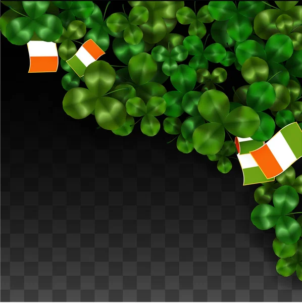 Vector Clover Leaf et Ireland Drapeau isolé sur fond transparent. Illustration de la Saint-Patrick. L'affiche de Lucky Shamrock en Irlande. Invitation pour un concert irlandais au pub. Tourisme en Irlande . — Image vectorielle