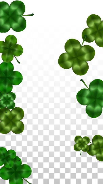 Vector Clover Leaf  Isolated on Transparent Background with Space for Text. St. Patrick's Day Illustration. Ireland's Lucky Shamrock Poster. Invintation for Concert in Pub. Top View. Success Symbols. — Stock Vector