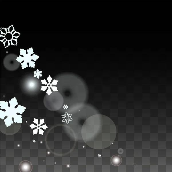 Weihnachten Vektor Hintergrund mit weißen fallenden Schneeflocken isoliert auf transparentem Hintergrund. Realistisches Snow Sparkle Pattern. Schneefall Overlay Print. Winterhimmel. Entwurf für Party-Einladung. — Stockvektor