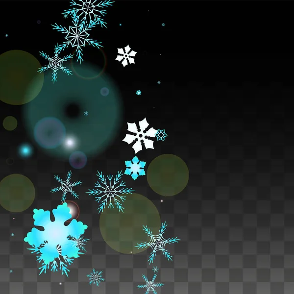 Kerst Vector achtergrond met blauwe vallende sneeuwvlokken geïsoleerd op transparante achtergrond. Realistische sneeuw Sparkle patroon. Sneeuwval Overlay afdrukken. Winter Sky. Ontwerp voor uitnodiging voor feestje. — Stockvector