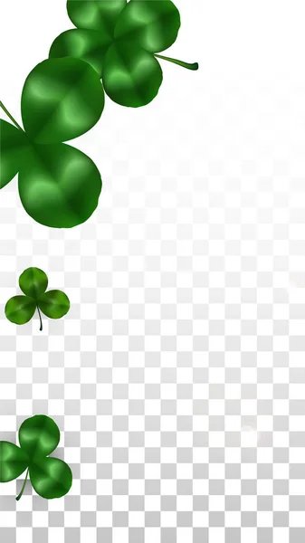 Vector Clover Leaf Isolé sur fond transparent avec espace pour le texte. Illustration de la Saint-Patrick. L'affiche de Lucky Shamrock en Irlande. Invintation for Concert in Pub. Vue du dessus. Symboles de réussite. — Image vectorielle