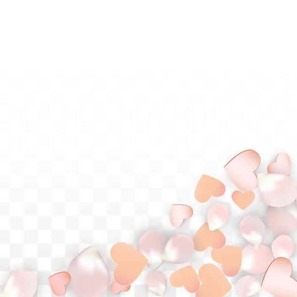 Vektor-realistiske petaler og hjerter-confetti. Flygende Sakura og Hearts på gjennomsiktig bakgrunn. Bryllupsinvitasjonsbakgrunn. Spring Romance-plakaten. Vektorillustrasjon for jubileumsutforming. – stockvektor