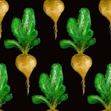 Suluboya Vegan desen. Sorunsuz elle çizilmiş sebze. Sağlıklı gıda yazdır. Bahçe arka plan. Yeşil menü, Restoran, Salat Bar, çiftçilere piyasa için tekrarlanabilir tasarım. Pancar. Vejetaryen.