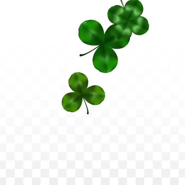 Vector Clover Leaf  Isolated on Transparent Background with Space for Text. St. Patrick's Day Illustration. Ireland's Lucky Shamrock Poster. Invintation for Concert in Pub. Top View. Success Symbols. — Stock Vector