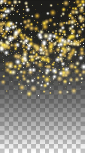 Gold Glitter Vector Textura sobre um preto. Padrão de brilho dourado. Natal de Ouro e Neve de Ano Novo. Explosão Dourada de Confetti. Pó de estrela. Fundo Flicker abstrato com um projeto das luzes do partido. — Vetor de Stock