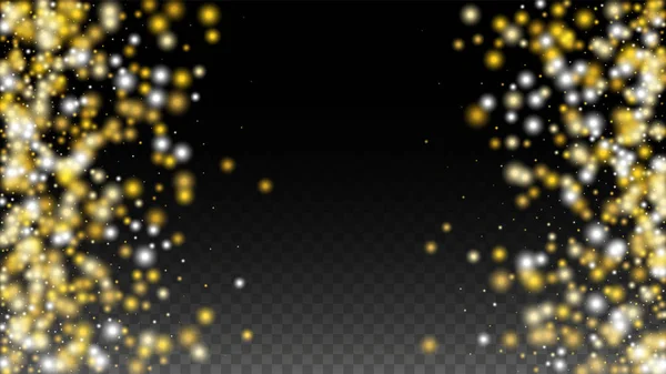 Textura vectorial de brillo dorado sobre un negro. Patrón de brillo dorado. Navidad Dorada y Año Nuevo Nieve. Explosión dorada de Confetti. Star Dust. Fondo de parpadeo abstracto con un diseño de luces de fiesta. — Archivo Imágenes Vectoriales