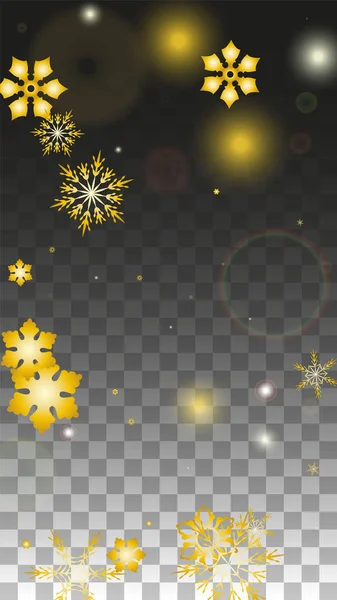 Fond vectoriel de Noël avec flocons de neige tombants en or isolés sur fond transparent. Modèle réaliste d'étincelle de neige. Impression de recouvrement de neige. Winter Sky. Design pour invitation de fête. — Image vectorielle