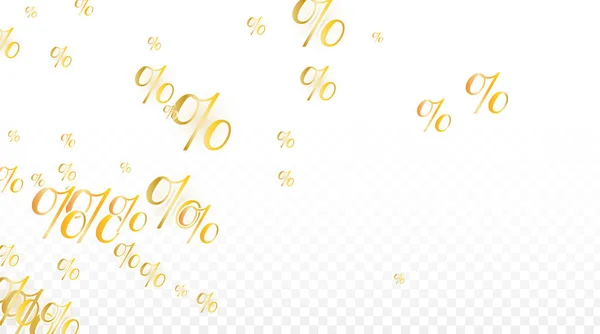 Luxe Vector Goud Percentage Sign Confetti op Transparant. Percentage Verkoop Achtergrond. Business, Economie Print. Korting Illustratie. Promotie poster. Zwarte Vrijdag Banner. Speciale aanbieding Template. — Stockvector