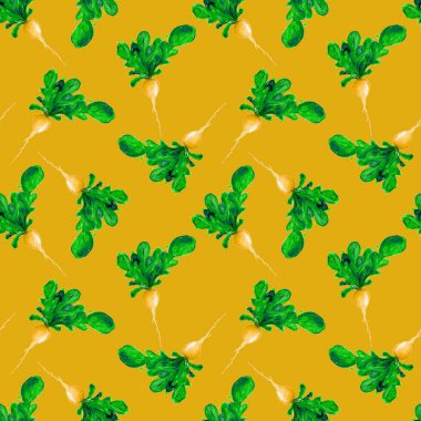 Suluboya Vegan desen. Sorunsuz elle çizilmiş sebze. Sağlıklı gıda yazdır. Bahçe arka plan. Yeşil menü, Restoran, Salat Bar, çiftçilere piyasa için tekrarlanabilir tasarım. Havuç. Vejetaryen