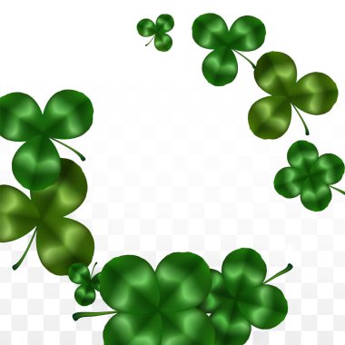Vektör Yonca Yaprağı Saydam Arkaplanda Metin İçin Alan ile izole edildi. Aziz Patrick Günü İllüstrasyonu. İrlanda 'nın Şanslı Yonca Posteri. Pub 'daki konser icadı. Üst Manzara. Başarı Sembolleri.