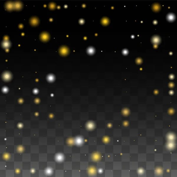 Gold Glitter Vector Textura sobre um preto. Padrão de brilho dourado. Natal de Ouro e Neve de Ano Novo. Explosão Dourada de Confetti. Pó de estrela. Fundo Flicker abstrato com um projeto das luzes do partido. —  Vetores de Stock