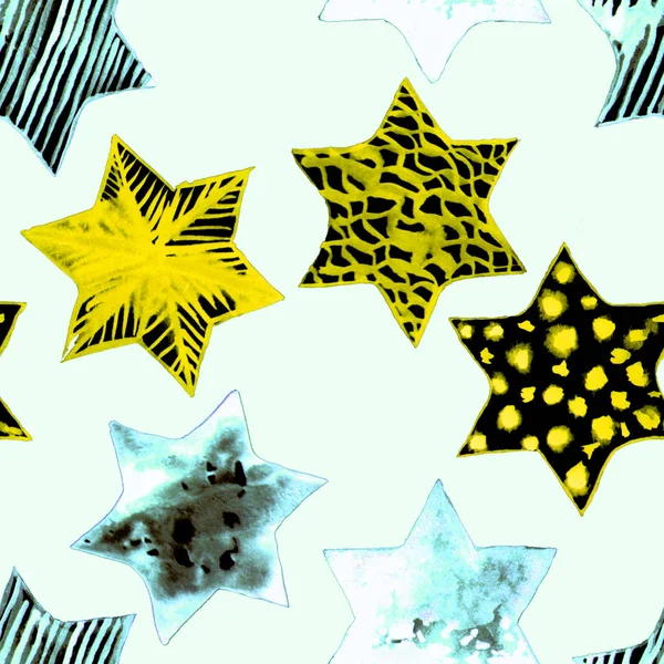 Nahtlose Aquarell Sterne Muster. magischer festlicher Hintergrund. han — Stockfoto