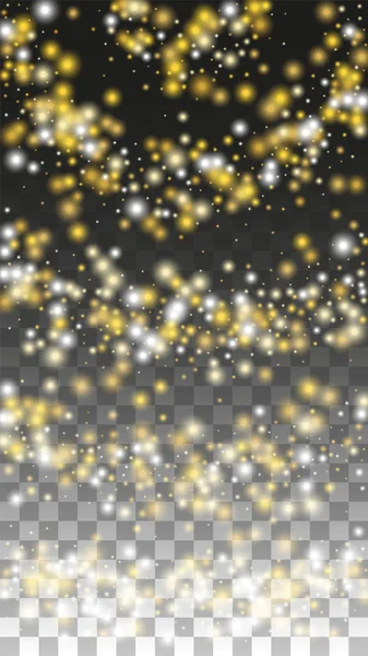 Gold Glitter Vector Textura sobre um preto. Padrão de brilho dourado. Natal de Ouro e Neve de Ano Novo. Explosão Dourada de Confetti. Pó de estrela. Fundo Flicker abstrato com um projeto das luzes do partido. — Vetor de Stock