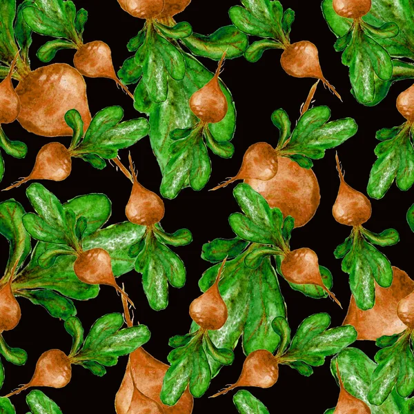 Suluboya Vegan desen. Sorunsuz elle çizilmiş sebze. Sağlıklı gıda yazdır. Bahçe arka plan. Yeşil menü, Restoran, Salat Bar, çiftçilere piyasa için tekrarlanabilir tasarım. Pancar. Vejetaryen