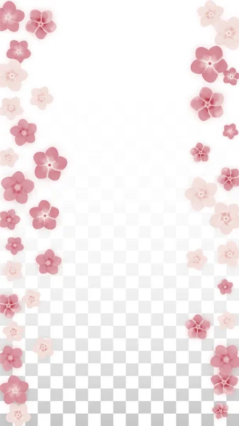 Vector realistas flores rosadas cayendo sobre fondo transparente. Ilustración de flores románticas de primavera. Pétalos voladores. Sakura Spa Design. Blossom Confetti. Elementos de diseño para la decoración de bodas . — Vector de stock