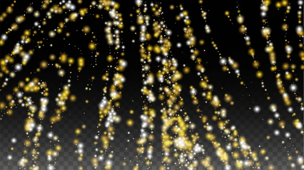 Gold Glitter Vector Textura sobre um preto. Padrão de brilho dourado. Natal de Ouro e Neve de Ano Novo. Explosão Dourada de Confetti. Pó de estrela. Fundo Flicker abstrato com um projeto das luzes do partido. —  Vetores de Stock