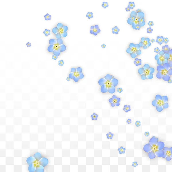 ベクトル透明な背景の上に落ちの現実的な青い花。春のロマンチックな花のイラスト。花びらを飛んでいます。さくらのスパのデザイン。桜の紙吹雪。結婚式の装飾の設計要素. — ストックベクタ