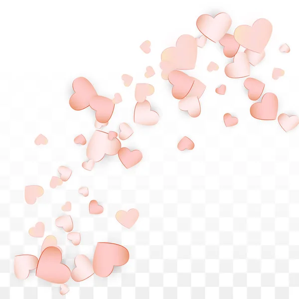 Liebesherzen-Konfetti fällt in den Hintergrund. St. Valentin-Tag — Stockvektor