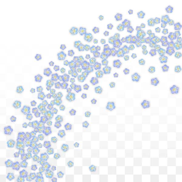 Blue Vector realistas pétalas azuis caindo em fundo transparente. Primavera flores românticas Ilustração. Pétalas voadoras. Sakura Spa Design. Blossom Confetti. Elementos de design para decoração de casamento . —  Vetores de Stock