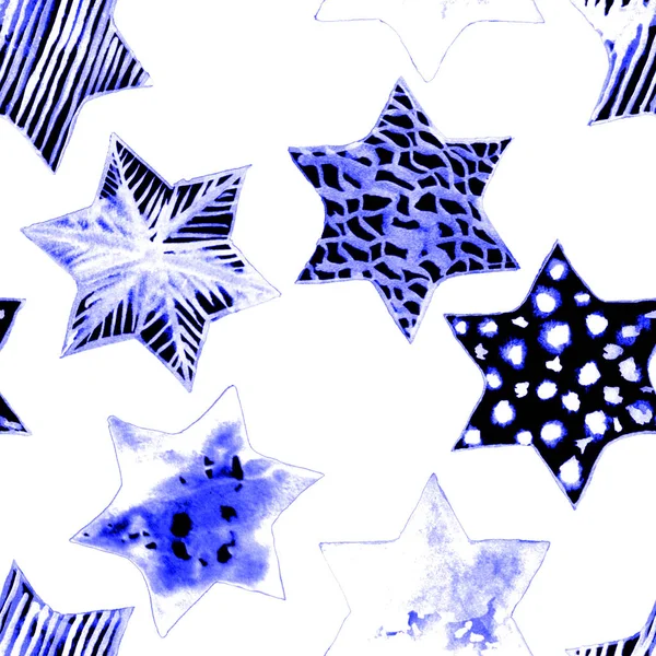Απρόσκοπτη ακουαρέλα μοτίβο αστεριών. Μαγικό εορταστικό φόντο. Χαν. — Φωτογραφία Αρχείου