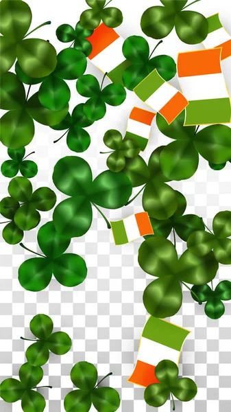 Vector Clover Leaf  and Ireland Flag Isolated on Transparent Background. St. Patrick's Day Illustration. Ireland's Lucky Shamrock Poster. Invitation for Irish Concert in Pub. Tourism in Ireland. — Stock Vector
