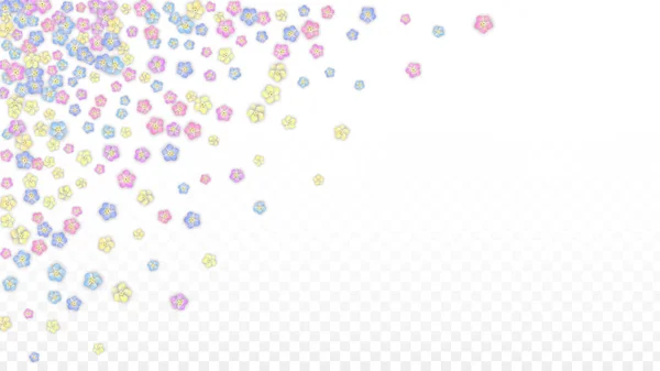 Colorful Vector Realistic Petals Falling on Transparent Background.  Spring Romantic Flowers Illustration. Flying Petals. Sakura Spa Design. Blossom Confetti. Design Elements for Wedding Decoration. — Stock Vector