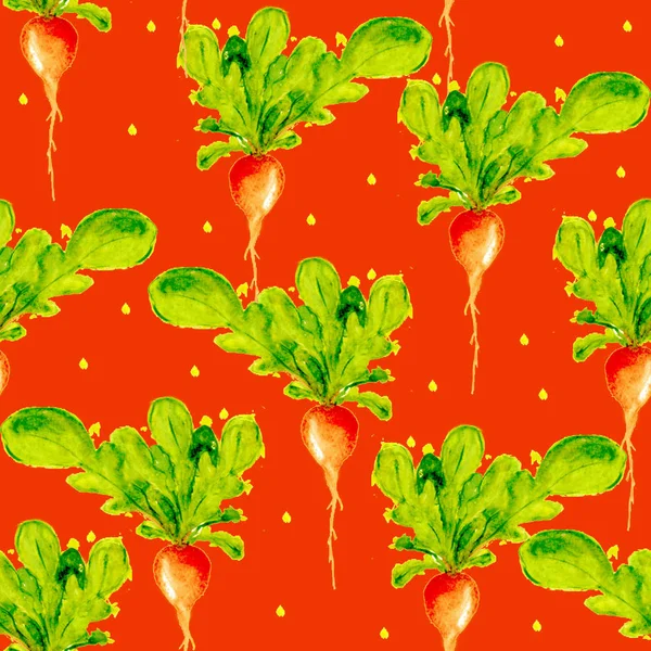 수채화 채식주의 패턴입니다 원활한 손으로 야채입니다 인쇄입니다 배경입니다 Salat 레스토랑 — 스톡 사진