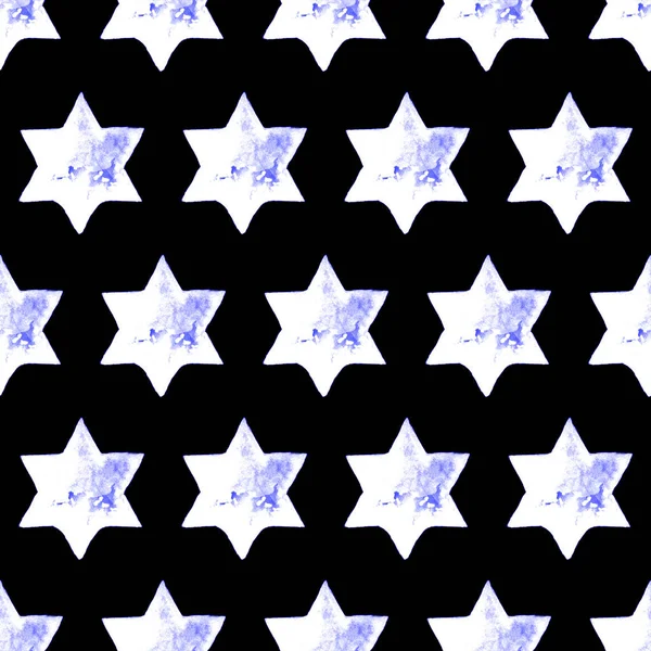 Seamless Watercolor Stars Pattern. Magic Festive Background. Han — Stock Photo, Image