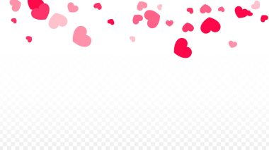Hearts Confetti Düşen Arkaplan. Sevgililer Günü şablonu. Romantik Dağılmış Kalpler Tasarım Elementi. Sevgi. Tatlı bir an. Hediye. Satış ya da Kutlama için Sevimli Tasarım Elemanı.