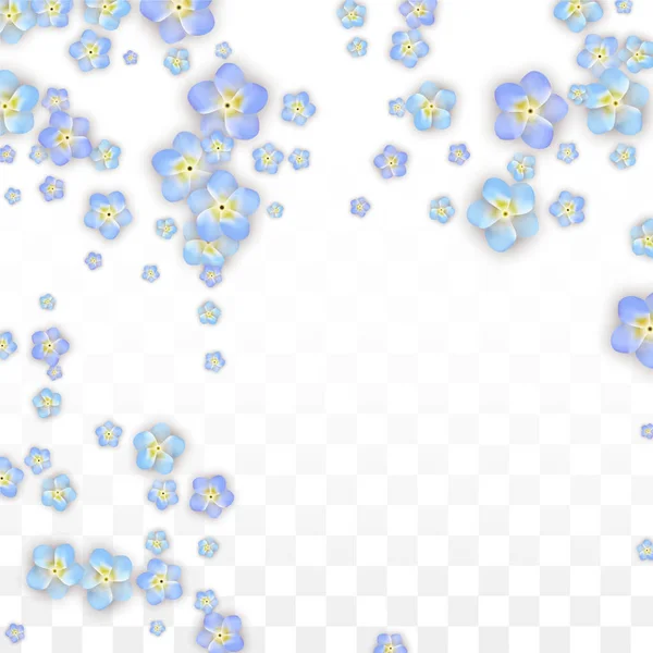 Blue Vector realistas pétalas azuis caindo em fundo transparente. Primavera flores românticas Ilustração. Pétalas voadoras. Sakura Spa Design. Blossom Confetti. Elementos de design para decoração de casamento . — Vetor de Stock