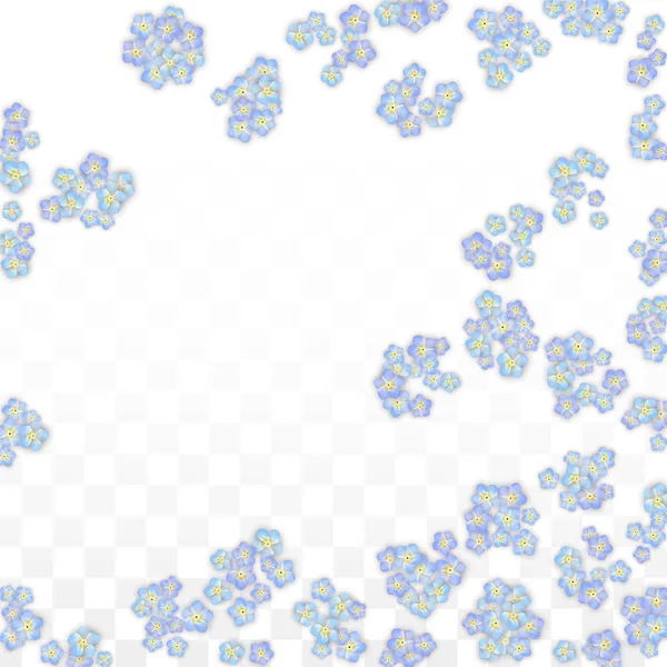 Blue Vector realistiska blå kronblad faller på Transparent bakgrund. Vårens romantiska blommor Illustration. Flygande blomblad. Sakura Spa Design. Blossom konfetti. Designelement för bröllop dekoration. — Stock vektor