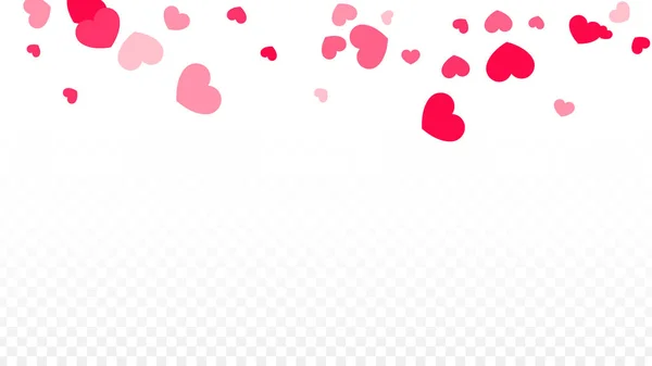 Herzen Konfetti fallen Hintergrund. Valentinstag-Muster. Romantische verstreute Herzen Design-Element. Liebe. Süßer Moment. Geschenk. Niedliches Gestaltungselement für Verkauf oder Feier. — Stockvektor