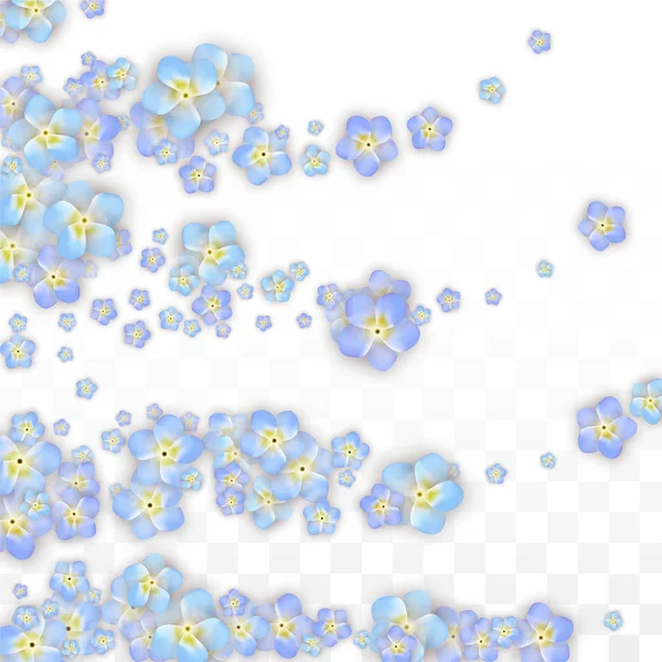 Blauer Vektor realistische blaue Blütenblätter fallen auf transparentem Hintergrund. Frühling romantische Blumen Illustration. Fliegende Blütenblätter. Sakura Wellness Design. Blütenkonfetti. Designelemente für die Hochzeitsdekoration. — Stockvektor
