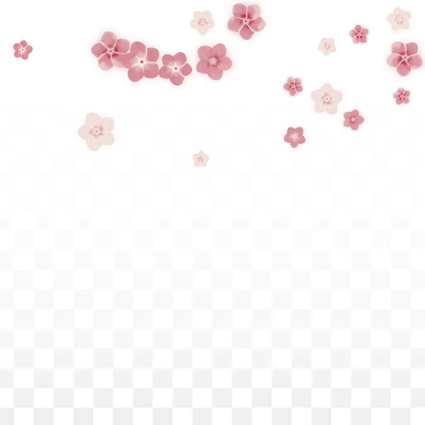 Вектор реалістичні рожеві падають на прозорий фон квіти. Навесні ілюстрація романтичний квіти. Летить пелюстки. Сакура спа-центр дизайну. Конфетті вишні. Конструктивні елементи для прикраси весілля. — стоковий вектор