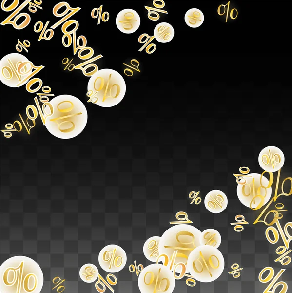 Luxury Vector Gold Percentage Sign Confetti na Transparente. Percentagem de fundo de venda. Business, Economics Print. Ilustração de Desconto. Cartaz de promoção. Black Friday Banner. Oferta especial Modelo. — Vetor de Stock