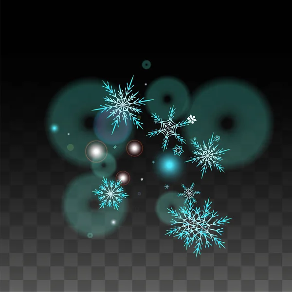 Weihnachten Vektor Hintergrund mit blau fallenden Schneeflocken isoliert auf transparentem Hintergrund. realistische Schneefunkelmuster. Schneefall überlagert Druck. Winterhimmel. Entwurf für Party-Einladung. — Stockvektor
