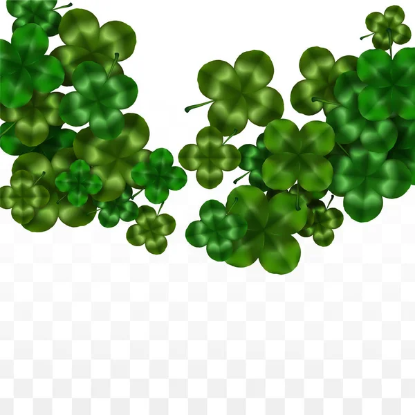 Vector Clover Leaf Izolált átlátható háttér szóköz szöveges. Szent Patrik napi illusztráció. Írország Lucky Shamrock plakátja. Meghívó koncertre a kocsmába. Top View-ban. Siker szimbólumok. — Stock Vector