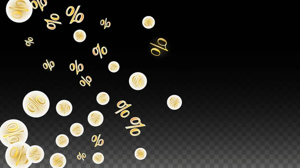 Роскошный векторный золотой процент знак Конфетти на прозрачный. Процент продажи фона. Бизнес, экономика Печать. Скидка. Рекламный плакат. Черная пятница. Специальное предложение. — стоковый вектор