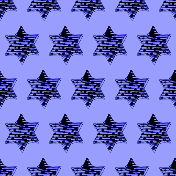 Seamless Watercolor Stars Pattern. Magic Festive Background. Han — Stock Photo, Image