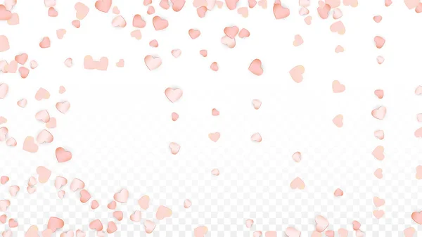 Konfety srdce láska padající pozadí. Valentýnský den vzor romantické rozptýlené srdce. Vektorové ilustrace pro karty, bannery, plakáty, letáky pro svatbu, výročí, narozenin, prodej. — Stockový vektor