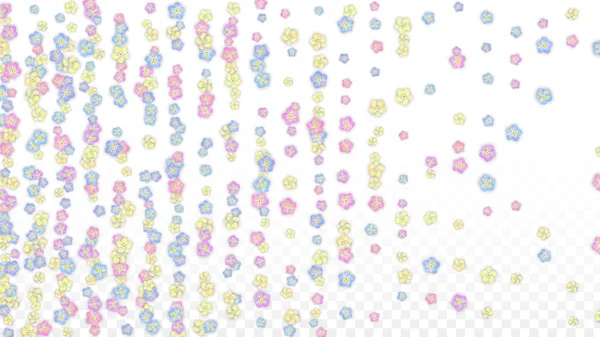 Bunte Vektor realistische Blütenblätter fallen auf transparentem Hintergrund. Frühling romantische Blumen Illustration. Fliegende Blütenblätter. Sakura Wellness Design. Blütenkonfetti. Designelemente für die Hochzeitsdekoration. — Stockvektor