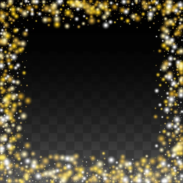 Gold Glitter Vector Texture auf einem Schwarz. Goldenes Glühmuster. Goldene Weihnachten und Neujahr Schnee. Goldene Konfettiexplosion. Sternenstaub. Abstraktes Flimmern Hintergrund mit einem Party-Licht-Design. — Stockvektor
