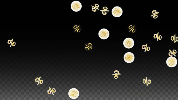 Luxury Vector Gold Percentage Sign Confetti na Transparente. Percentagem de fundo de venda. Business, Economics Print. Ilustração de Desconto. Cartaz de promoção. Black Friday Banner. Oferta especial Modelo. —  Vetores de Stock