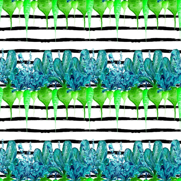 Акварель Веган Паттерн Безшовні Ручки Розмальовують Овочі Здоровий Харчовий Принтер — стокове фото