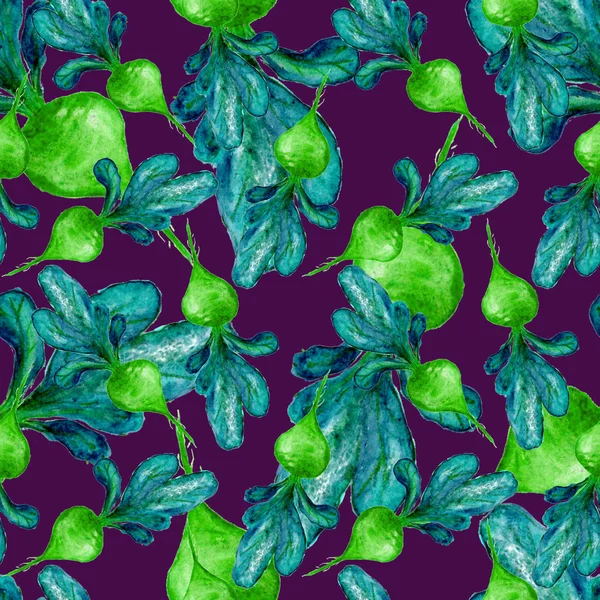 Acquerello Vegan Pattern Verdure Senza Cuciture Disegnate Mano Stampa Cibo — Foto Stock