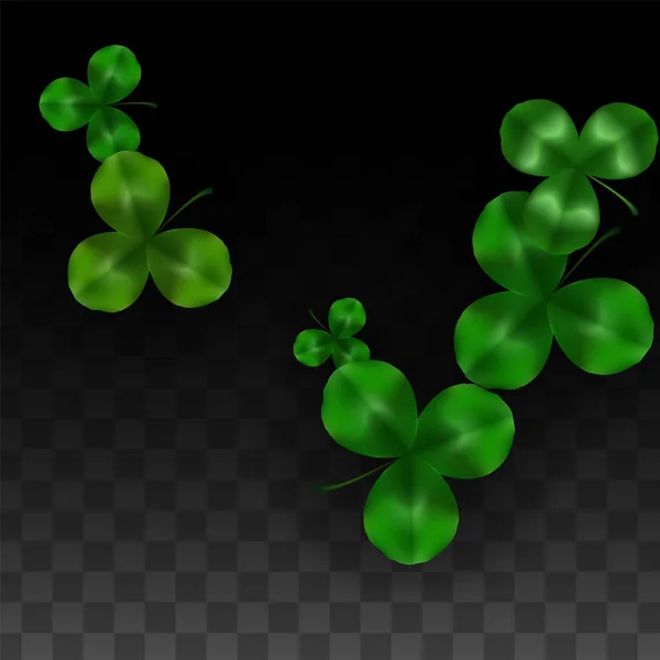 Vector Clover Leaf Isolerad på Transparent bakgrund med utrymme för text. St. Patricks Day Illustration. Irlands Lucky Shamrock-affisch. Invintation för konsert i Pub. Ovanifrån. Framgångssymboler. — Stock vektor